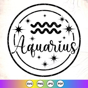 Signes du zodiaque SVG, SVG Verseau, symboles du zodiaque, cadeau du zodiaque, svg signe constellation, signes astrologiques svg, fichiers à téléchargement immédiat pour Cricut