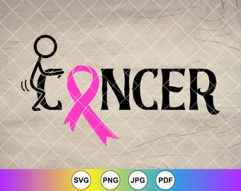 Funny Cancer Fighter SVG: Pink Ribbon, Survivor Support, Cricut Cut-bestanden, digitale download