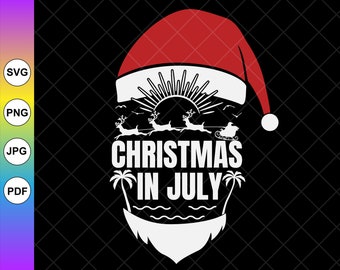 Christmas in July SVG: Funny Santa Sunglasses, Beach Vacation ,Cricut Cut Files, Digital Download