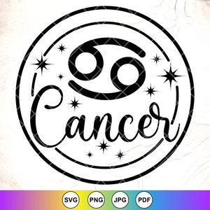 Dierenriemtekens SVG, Kreeft SVG, Zodiac Symbolen SVG, Zodiac Gift, Sterrenbeeld Teken SVG, Astrologie Tekenen SVG, Instant Download Bestanden voor Cricut