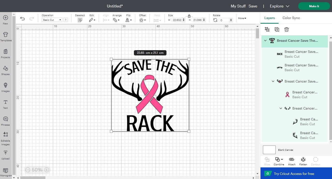 Breast Cancer Awareness SVG: Pink Ribbon Antlers Design, Save the Rack ...