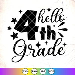 Hello 4th Grade SVG:Back To School Design,First Day Of School,Cricut Cut Files, Digital Download