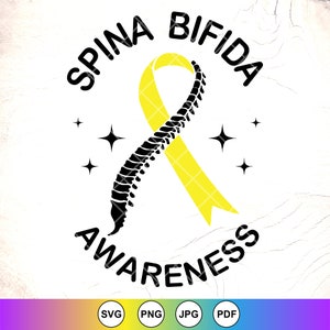 Spina Bifida Awareness SVG, Spina Bifida SVG, Im Oktober tragen wir gelb SVG, Rückenmark svg, gelbes Band svg, Instant Download-Datei für Cricut