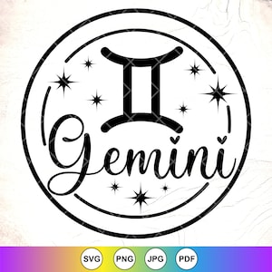 Zodiac Signs SVG, Gemini SVG, Zodiac Symbolen SVG, dierenriem cadeau, sterrenbeeld teken SVG, astrologie tekenen SVG, Instant Download bestanden voor Cricut