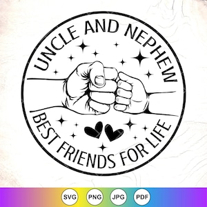 Onkel und Neffe Beste Freunde für das Leben SVG, neue Onkel SVG, Baby Strampler SVG, Onkel zu sein SVG, gesegneter Onkel SVG, Instant Download-Datei für Cricut