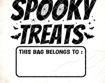 Gruselige Leckereien Halloween Tasche SVG: Kinder Süßigkeiten Sammeln, Cricut Schnitt Dateien, digitaler Download