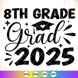 8e leerjaar 2025 SVG, 8e leerjaar afstuderen svg, laatste dag van school SVG, achtste leerjaar svg, graduatiegift, instant downloadbestand voor Cricut
