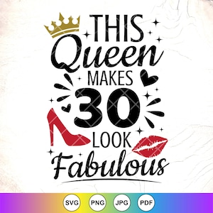 Esta rainha faz 30 parecer fabuloso SVG, 30º aniversário Svg, 30 anos de idade Svg, presente de aniversário engraçado, rainha de aniversário svg, download instantâneo para Cricut