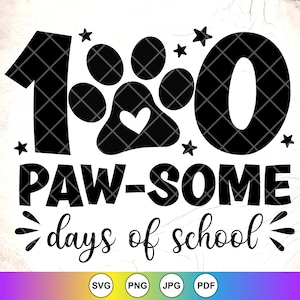 100 poot-sommige dagen school SVG, terug naar school SVG, 100 dagen kinderen, hond kat 100 dagen shirt, 100e leraar, instant downloadbestanden voor de Cricut