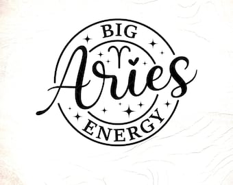 Gran Energía de Aries SVG: Signo del Zodíaco, Diseño Astrológico, Archivos de Corte para Cricut, Descarga Digital