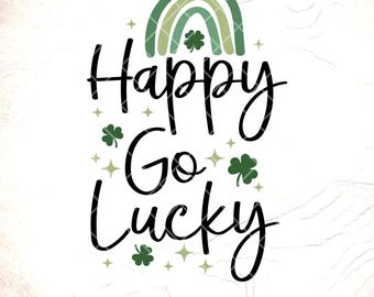 Happy Go Lucky Shamrock SVG: St. Patrick's Day Shirt Clover, Iers cadeau, Cricut Cut-bestanden, digitale download