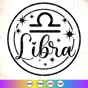 Dierenriemtekens SVG, Weegschaal SVG, Zodiac Symbolen SVG, Zodiac Gift, Sterrenbeeld Teken SVG, Astrologie Tekenen SVG, Instant Download Bestanden voor Cricut