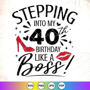 Entrando no meu 40º como um chefe SVG, 40º aniversário Svg, 40 anos Svg, presente de aniversário engraçado, rainha do aniversário svg, download instantâneo para Cricut