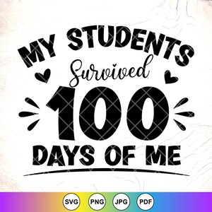 My students survived 100 days of me SVG PNG, Back to School SVG, Funny Teacher 100 Days Of School Gift, Instant Download Files for Cricut