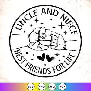 Tío y sobrina: mejores amigos para toda la vida (SVG), nuevo tío (SVG), monos de bebé (SVG), futuro tío (SVG), tío bendecido (SVG), archivos de descarga instantánea para Cricut