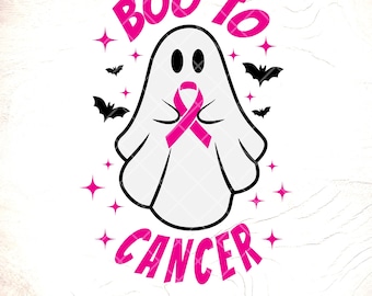 Boo To Cancer Ghost SVG: Halloween Breast Cancer Awareness,Cricut Cut Files, Digital Download