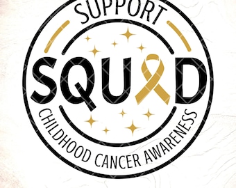 Childhood Cancer Awareness SVG: Support Squad Ribbon ,Cricut Cut Files, Digital Download