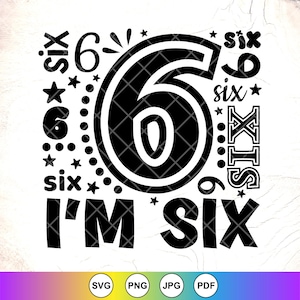 I'm Six verjaardag SVG PNG, 6 jaar oude SVG, feestvarken meisje Svg, 6e verjaardagsfeestje svg, verjaardag Shirt Svg, Instant Download-bestand voor Cricut