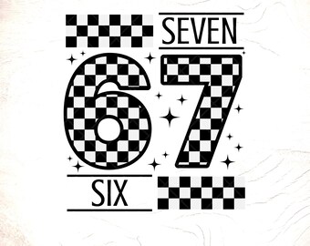 67 Kariert SVG: Lustiges Six Seven Meme Design, digitaler Download