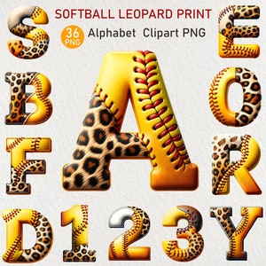 Letras do alfabeto de softball clipart sublimação PNG, letras de softball e pacote de números, doodle de alfabeto desenhado à mão de esportes, design de sublimação PNG
