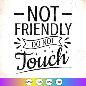Não amigável, não toque em SVG, provérbios engraçados, presente engraçado para a mãe, humor adulto svg, sarcástico svg, sarcasmo svg, arquivos de download instantâneo para Cricut