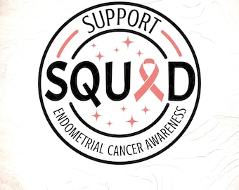 Endometrial Cancer Awareness SVG: Support Squad Ribbon Design,Cricut Cut Files, Digital Download