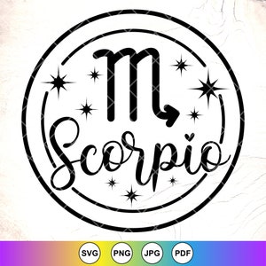 Dierenriemtekens SVG, Schorpioen SVG, Zodiac Symbolen SVG, Zodiac Gift, Sterrenbeeld Teken SVG, Astrologie Tekenen SVG, Instant Download Bestanden voor Cricut