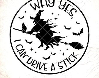 Funny Witch Drive Stick SVG, Halloween Gift (Digital Download)