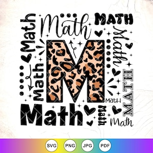 Mattelärare Leopard Print SVG: Typografidesign, Cricut Cut-filer, Digital nedladdning