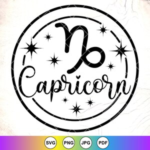 Dierenriemtekens SVG, Steenbok SVG, Zodiac Symbolen SVG, Zodiac Gift, Sterrenbeeld Teken SVG, Astrologie Tekenen SVG, Instant Download Bestanden voor Cricut