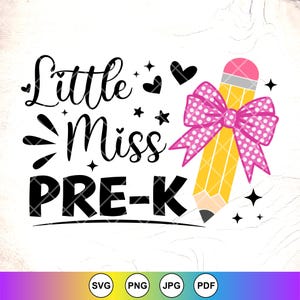 Little Miss Pre-k Svg, Back To School Svg, 1th Day of School svg, Pre-k shirt svg, cute School Shirt svg, Instant Download Files for Cricut