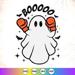 Svg de boxeo, Svg de Halloween de boxeo fantasma, Svg de Halloween deportivo, Clipart de fantasma, SVG lindo de fantasma deportivo, regalo de Halloween, Archivo de descarga instantánea para Cricut