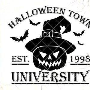 Halloween Town Universität SVG: Gruseliger Kürbis Clipart, Cricut geschnitten, digitaler Download