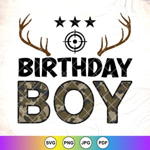 Geburtstag Junge Jagd SVG, Hirsch Jagd SVG, Kinder Geburtstag Jagd SVG, Junge Jäger Geschenk, Familie Jagd SVG, Instant Download-Dateien für Cricut