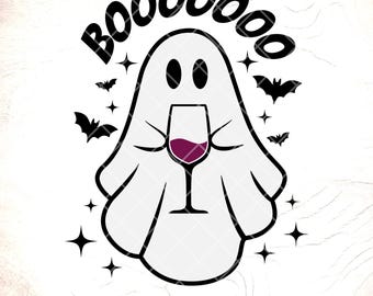 Ghost Wine Halloween SVG: Boo Wine Party Clipart,Cricut Cut Files, Digital Download