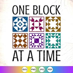 Eén blok tegelijk SVG, grappig quilten Svg, cadeau voor quilter, liefde quilten svg, quilt shirt svg, naaicadeau, direct downloaden voor Cricut