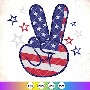 4 juli Svg, Peace Hand Amerikaanse vlag svg, Vrijheid Rood Wit Blauw Svg, Amerikaanse Svg, Onafhankelijkheidsdag svg, Instant Download bestanden voor Cricut