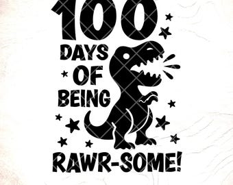 100 Days of School Dinosaur SVG,Rawrsome Dino Boys,Back to School ,Cricut Cut Files,Digital Download