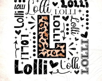 Lolli Leopard Print SVG: Grandma Shirt Design,Cricut Cut Files, Digital Download