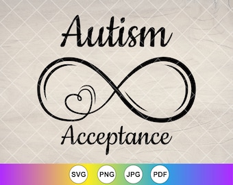 Autism Acceptance Infinity Heart Svg: Neurodiversitetsdesign, Cricut Cut-filer, Digital nedladdning