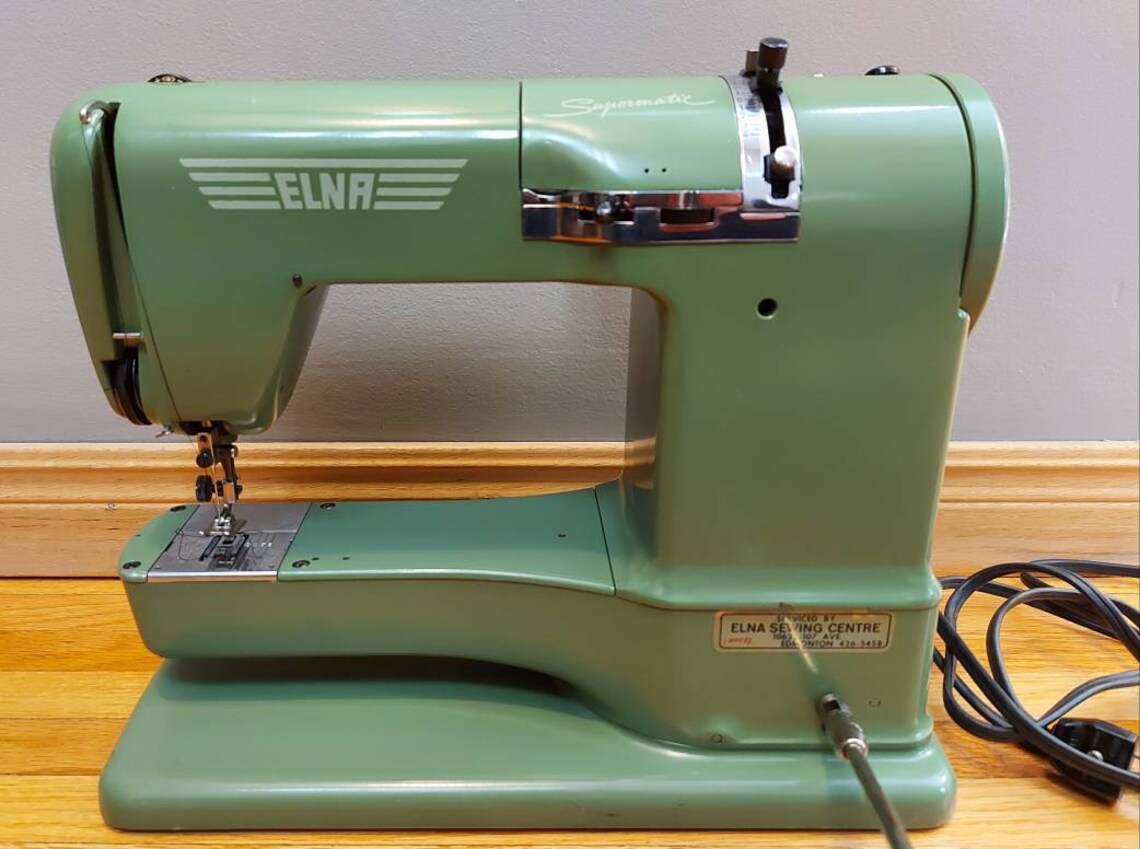 Elna Supermatic 722010 Vintage Green Sewing Machine With Case Etsy Canada