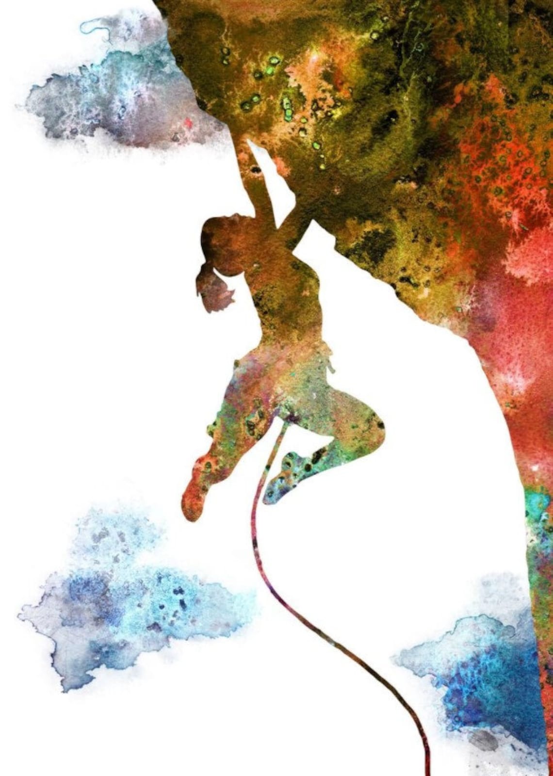 Rock climbing girl Poster Wall Art Prints Art painting Home Etsy