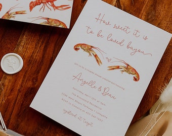 crawfish boil invitation, cajun couples shower invitation, louisiana wedding shower invite, diy editable template