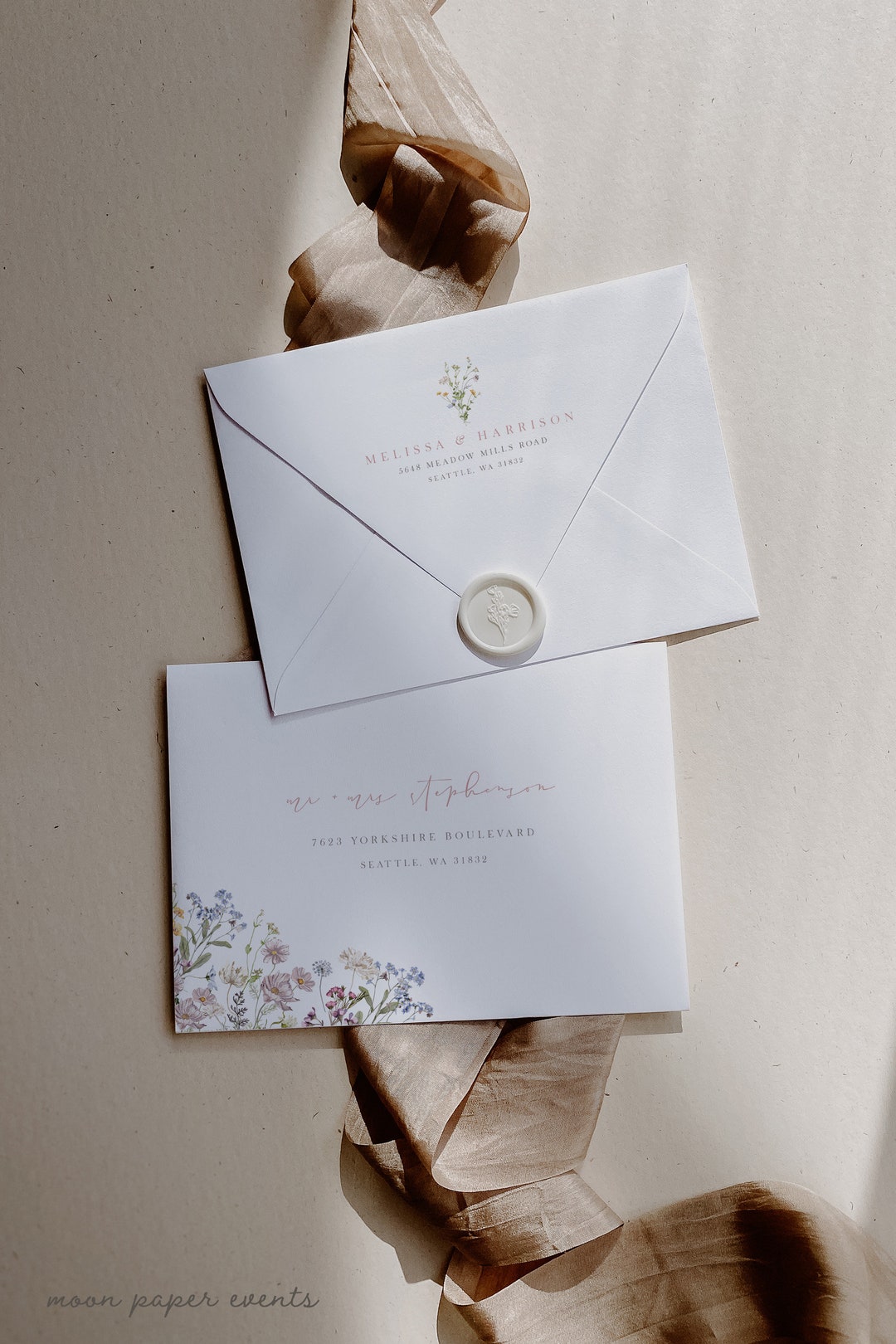 Wildflower Wedding Envelope Address Template, Diy Envelope Addressing