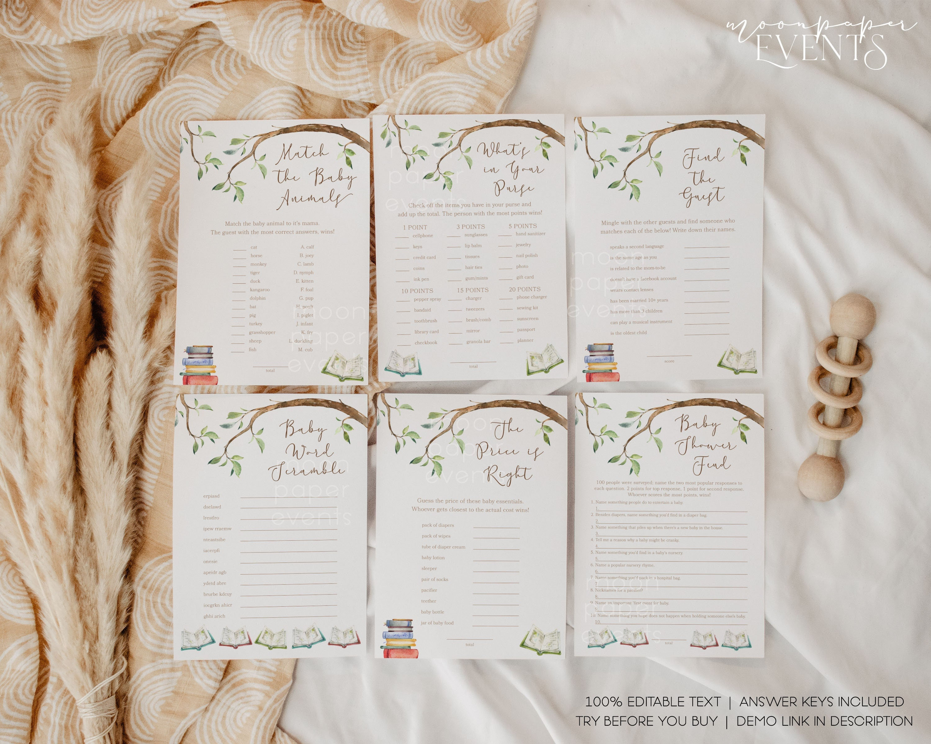 Storybook Baby Shower Game Bundle Story Book Baby Shower Etsy