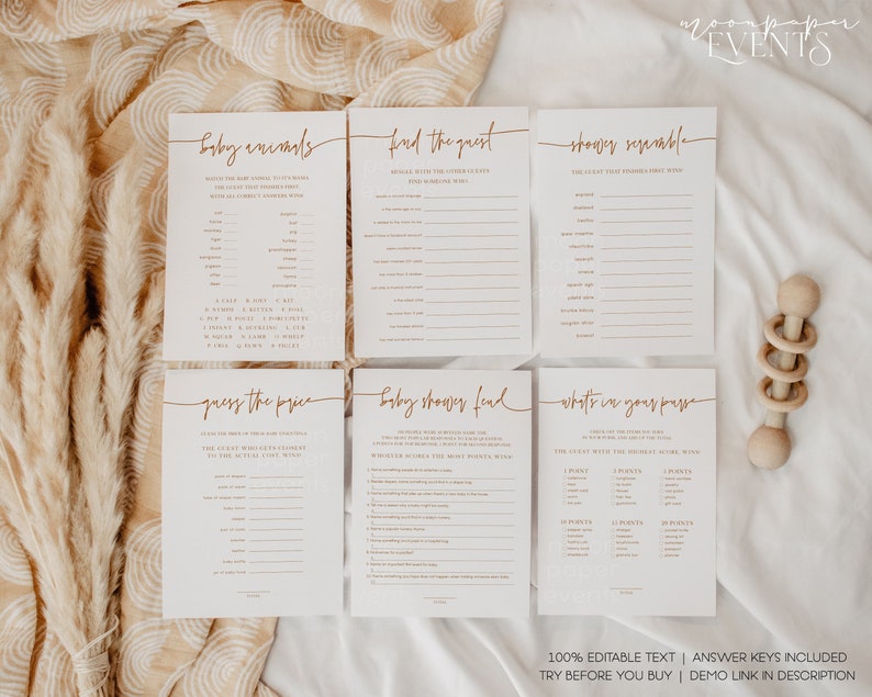 Modern Baby Shower Game Kit Template Printable Baby Shower Etsy