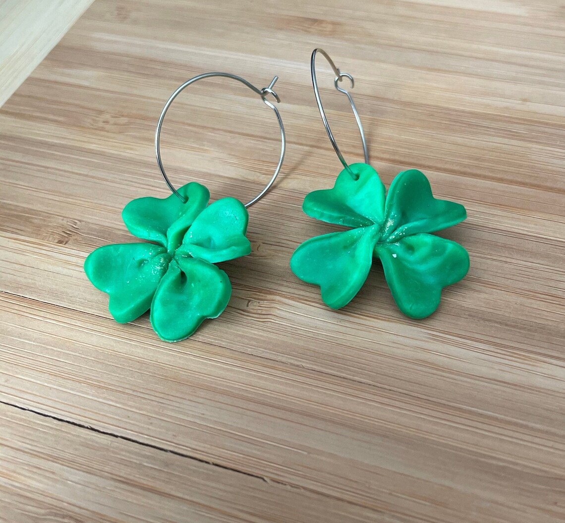 Shamrock Clay Earrings St. Patrick's Day Earrings | Etsy