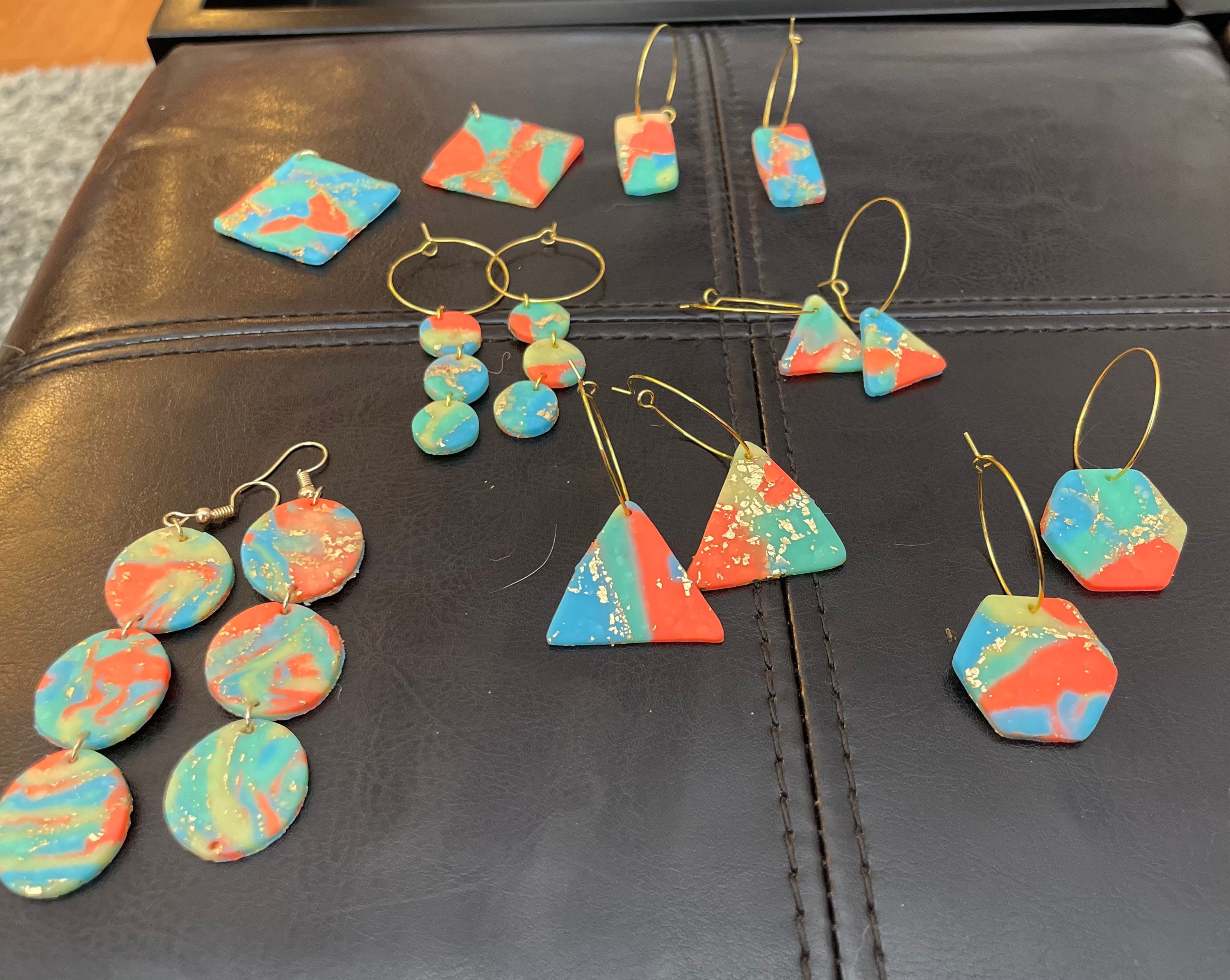 Tie Dye Clay Earrings Etsy