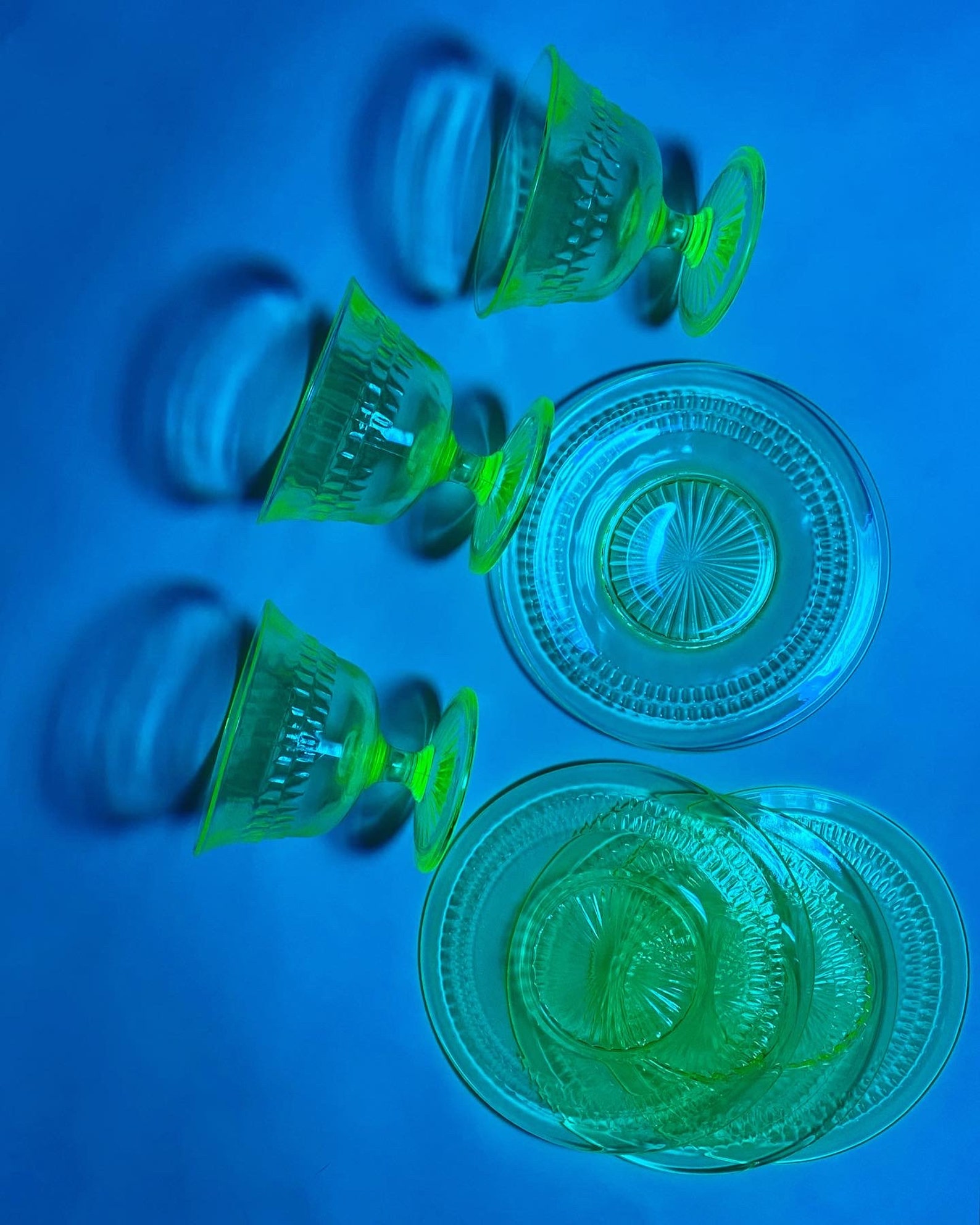 Set of 4 Small Vaseline Uranium Plates and 3 Desert Bowls Etsy