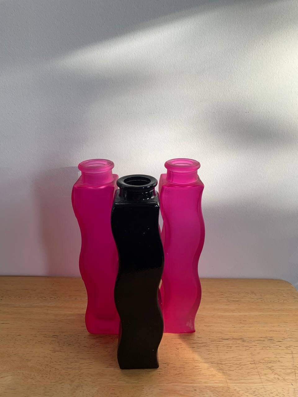 3 Vintage Matched Iconic Ikea Wavy Vases in Pink and Black Etsy